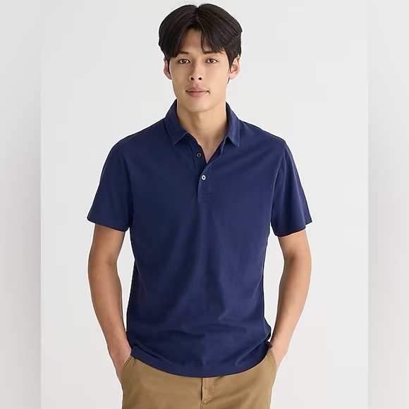 J Crew Organic cotton-blend bouclé short-sleeve sweater polo Shirt Mens XXL Blue - Picture 1 of 9